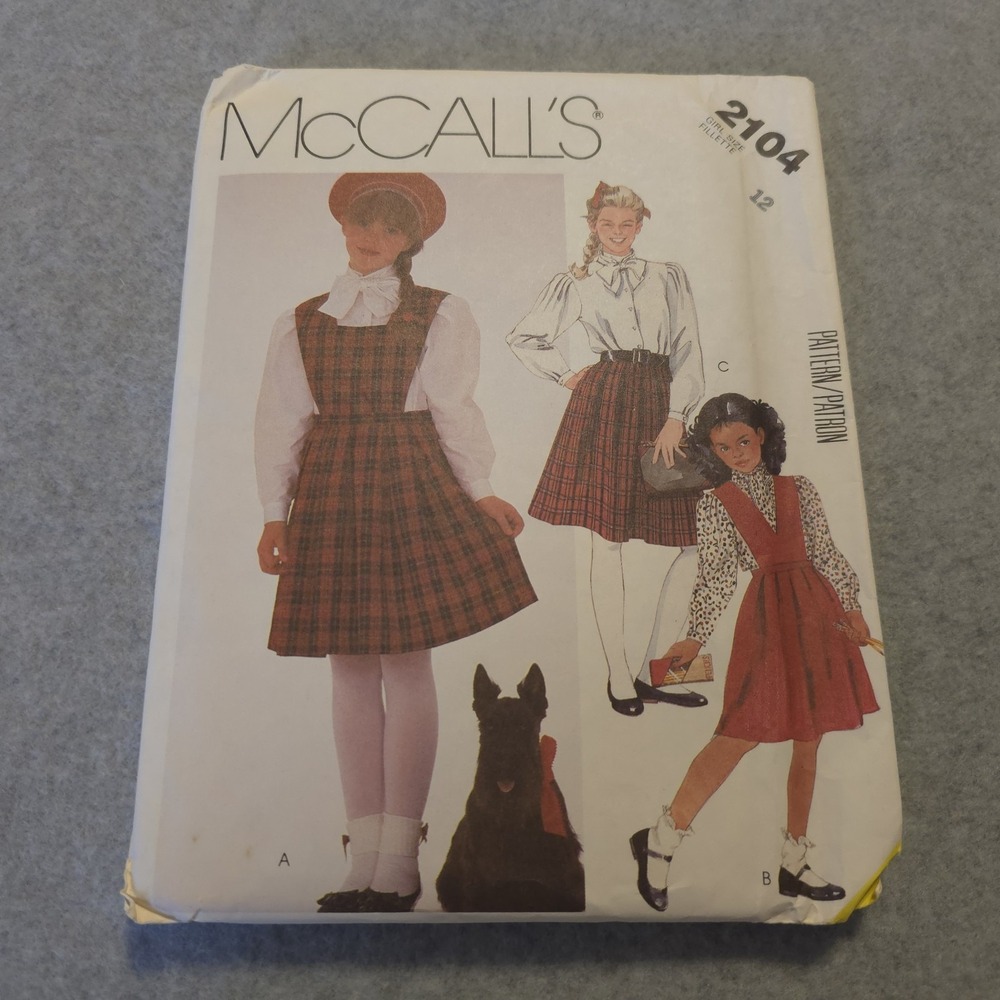 McCall's 2104 Girls Jumper Blouse Skirt Pattern Size 12 UNCUT Vintage 1985